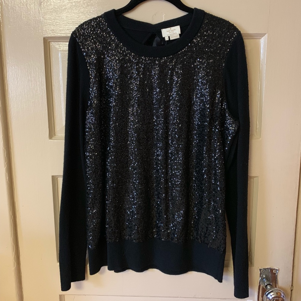 Kate Spade Black Sequin & Wool Sweater